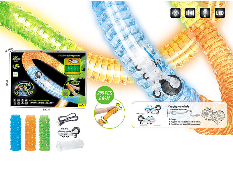 Glow-In-The-Dark Building Blocks Pipeline Car