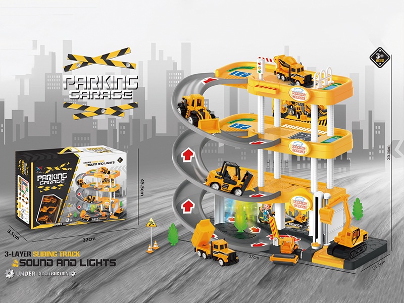 Alloy Engineering Truck 4-Layer Parcking Lot With Light And Music