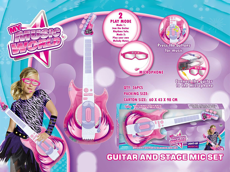 Girl Guitar With Glasses Microphone Set