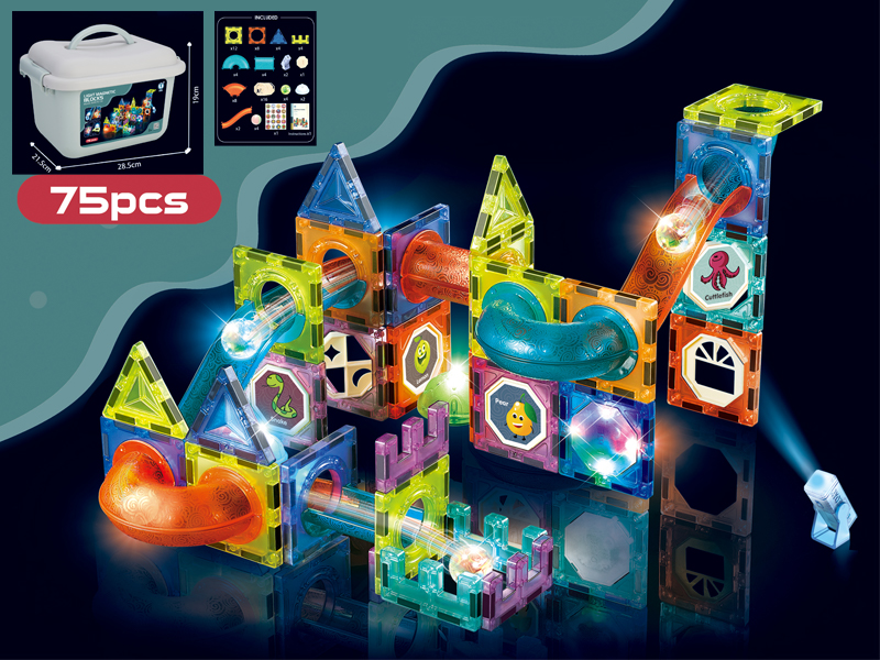 Magic Magnet Paradise Magnetic Light Ball Track Building Block 75Pcs