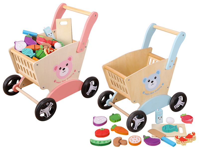 Wooden Bear Shopping Cart