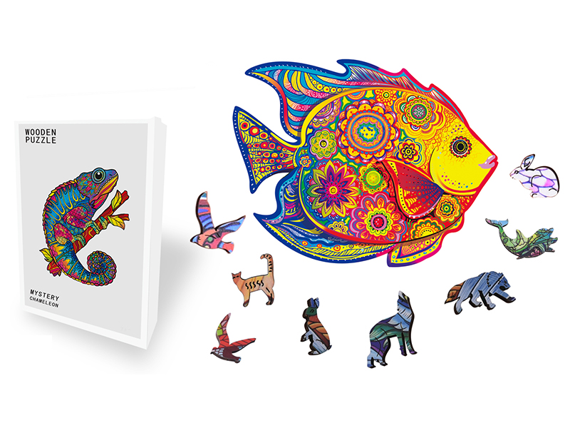 128PCS Special Shaped Wooden Puzzle Irregular Three-Dimensional Animal Puzzle