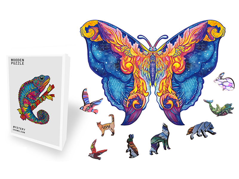 123PCS Special Shaped Wooden Puzzle Irregular Three-Dimensional Animal Puzzle