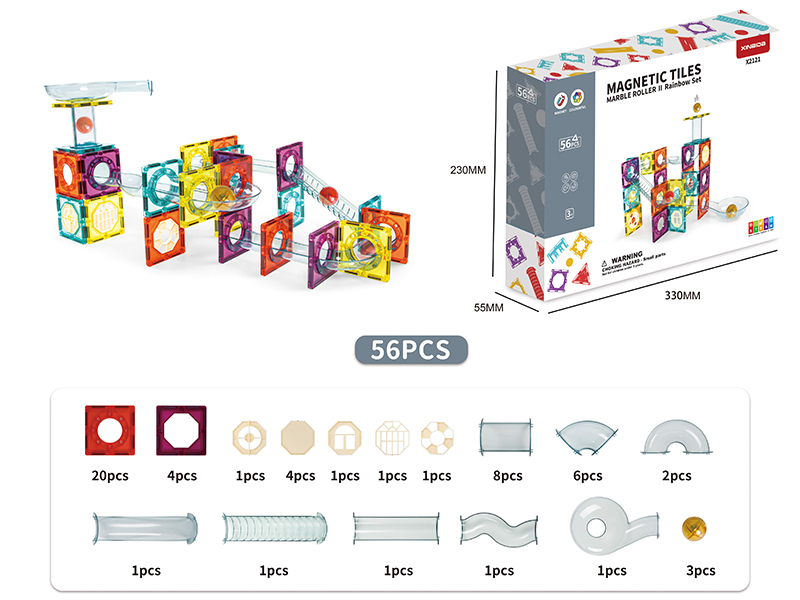 Color Window Magnetic Tiles Slideway Building Blocks 56PCS