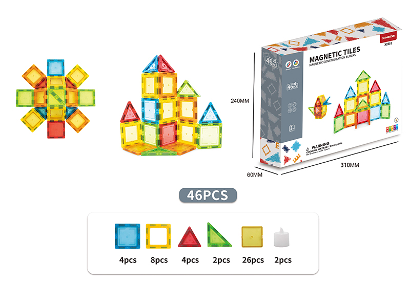 Color Window Magnetic Tiles Building Blocks 46PCS