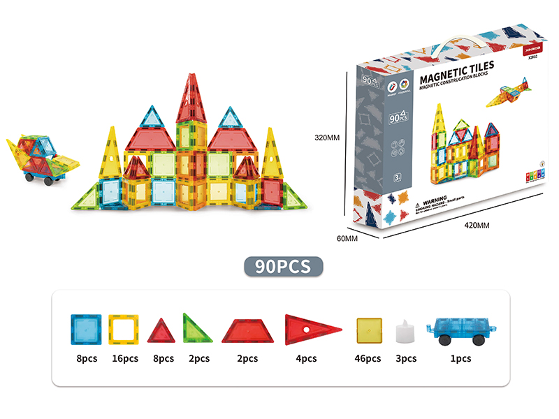 Color Window Magnetic Tiles Building Blocks 90PCS
