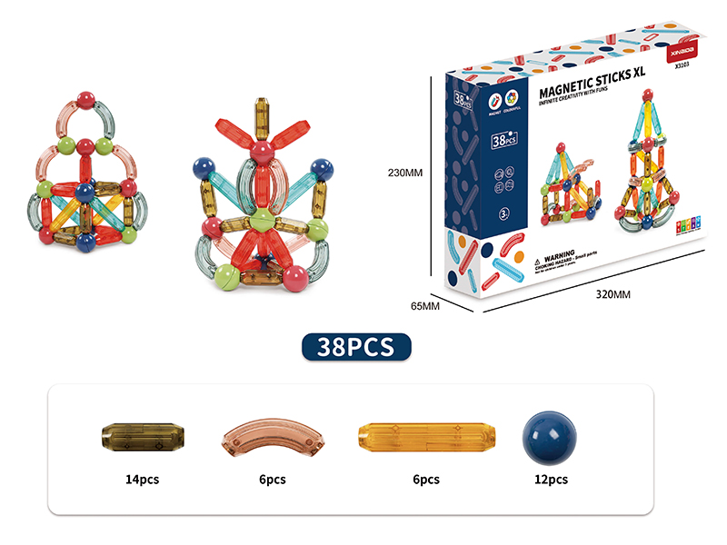 Transparent Magnetic Sticks 38pcs