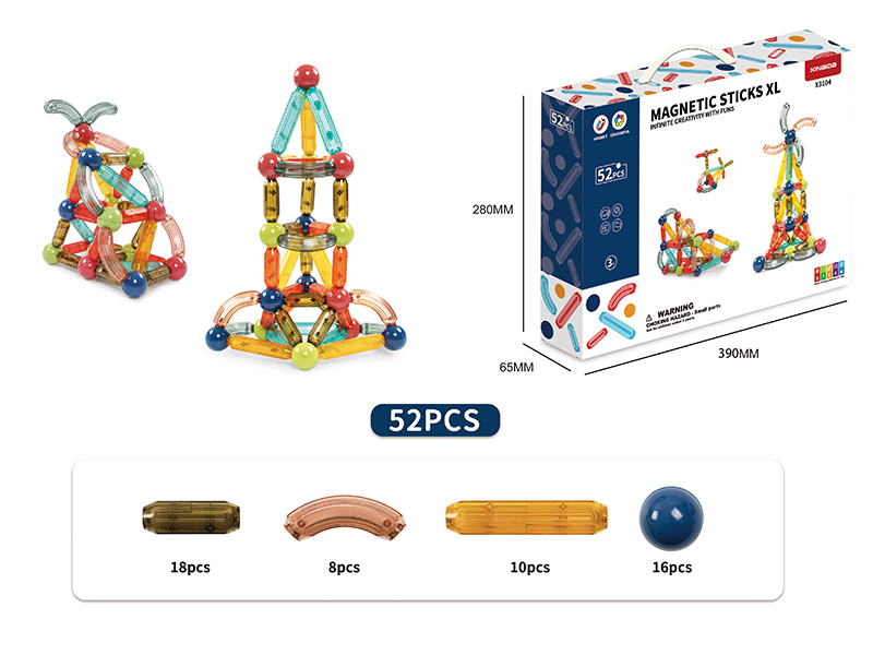Transparent Magnetic Sticks 52pcs