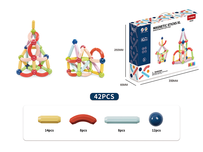 Solid Color Magnetic Sticks 42pcs