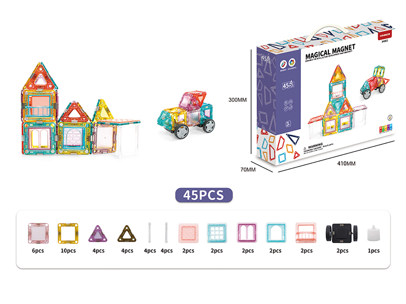 Crystal Magnetic Tiles Building Blocks 45PCS