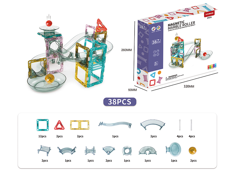 Crystal Magnetic Tiles Slide Building Blocks 38pcs