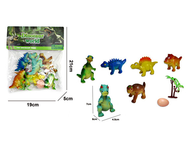 6PCS Cartoon Dinosaurs, 1 Egg And 1 Tree