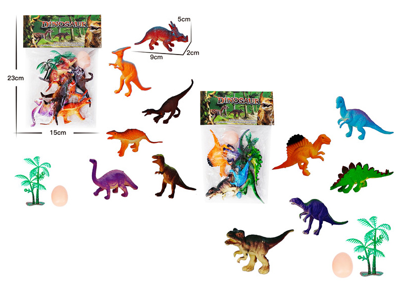 12PCS 4 Inch Solid Dinosaur 1 Tree 1 Egg