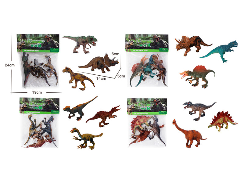 3PCS 6.5 Inch Painted Dinosaur