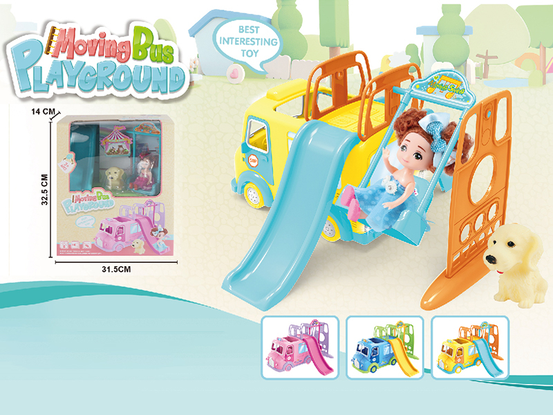 Moving Bus Amusement Park With Lights And Music + Doll