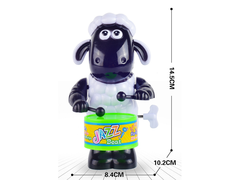 Wind Up Shawn Sheep Swinging And Beating Drums