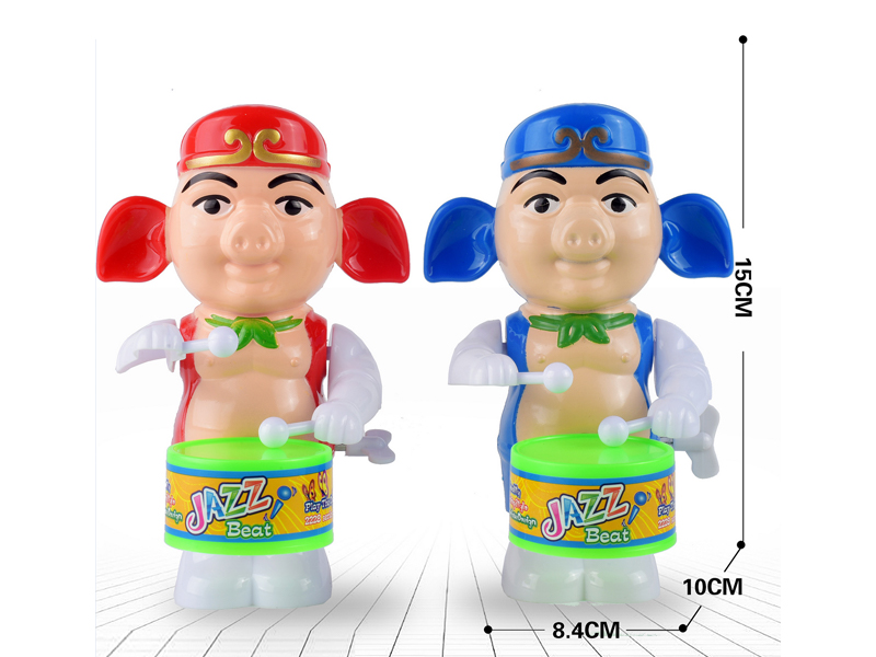 Wind Up Swinging Drum Playing Pig