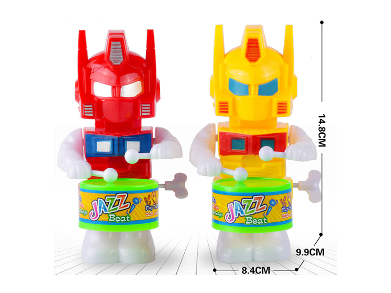 Wind Up Robot Swinging And Beating Drums