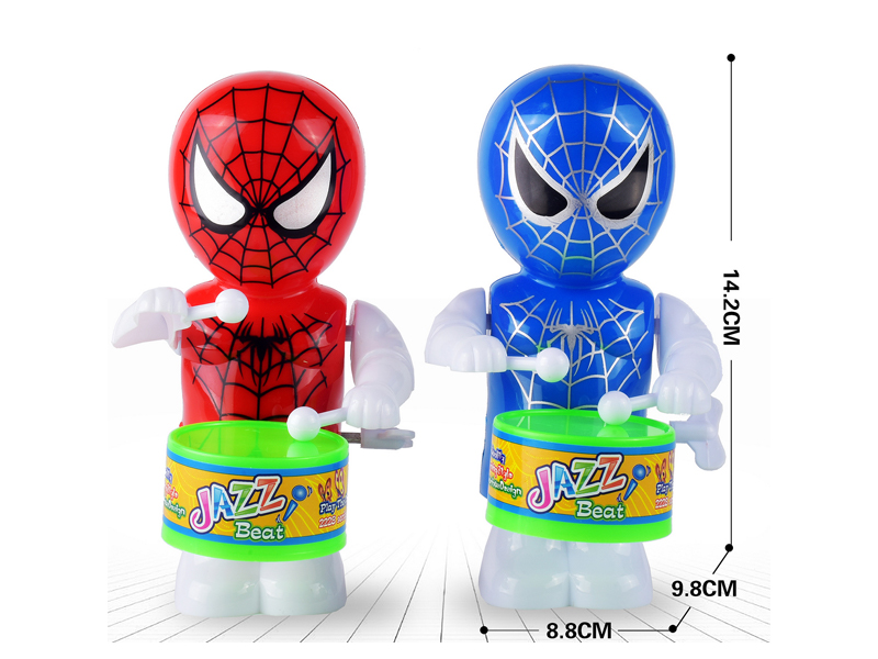 Wind Up Spider Man Swinging And Beating Drums