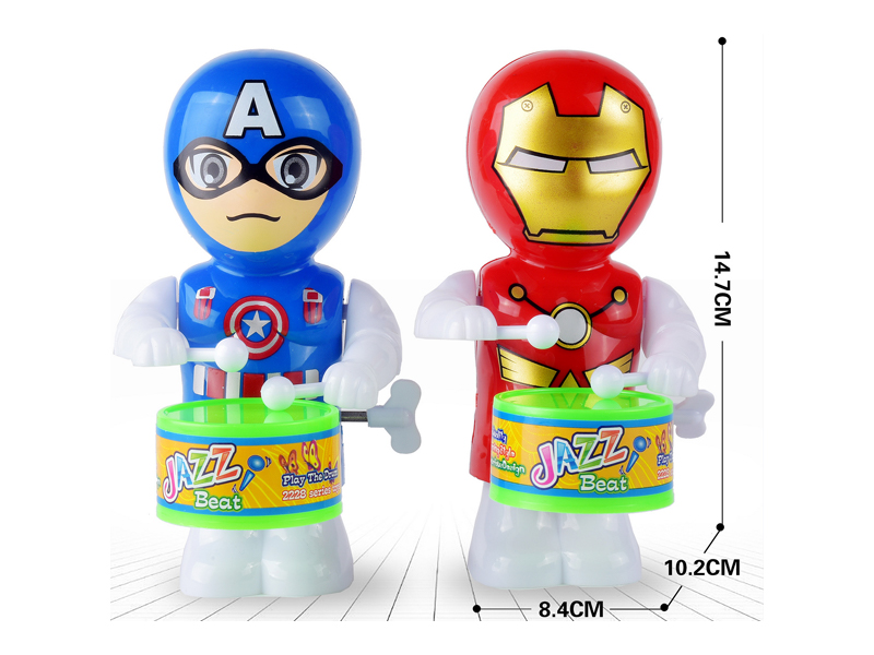 Wind Up Iron Man / Captain America Swinging And Beating Drums