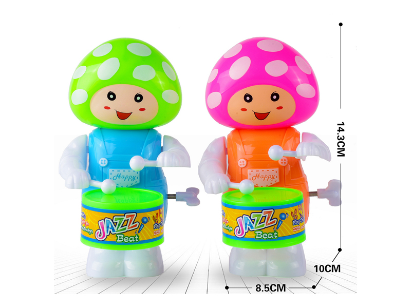 Wind Up Mushroom-Shaped Umbrella Swinging And Beating Drums