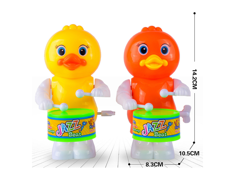 Wind Up Yellow Duck Swinging And Beating Drums
