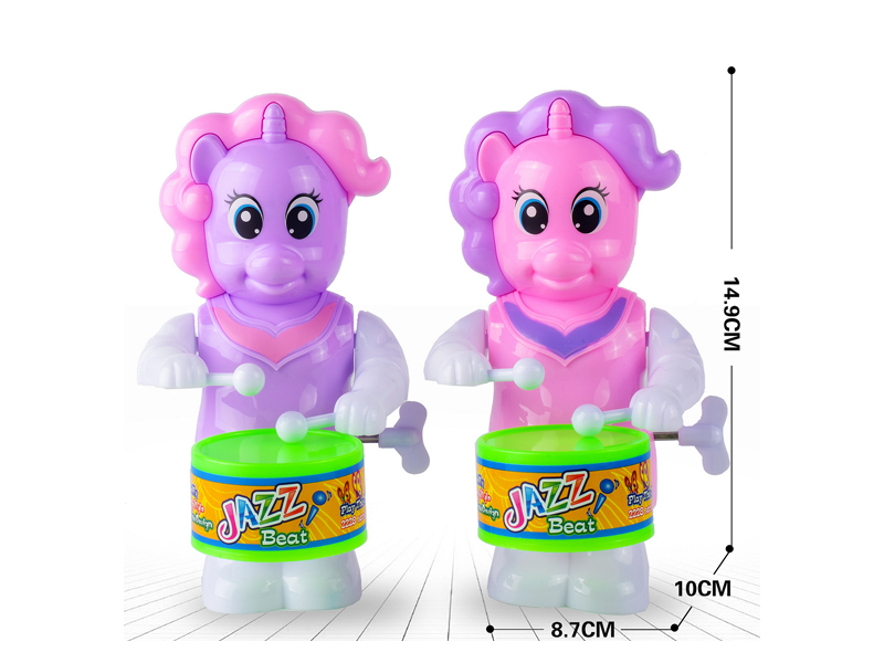 Wind Up Cartoon Horse Swinging And Beating Drums