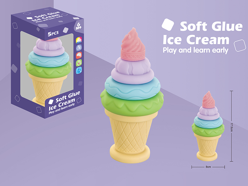 Soft Plastic Ice Cream Stack Toys 5pcs