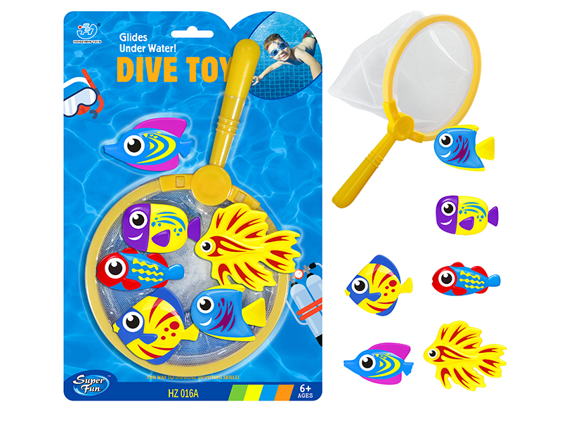 Dive Toys Scoop Net + 6 Small Fishs