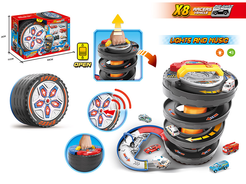 Rescue Theme Deformation Tyre Track Parking Lot