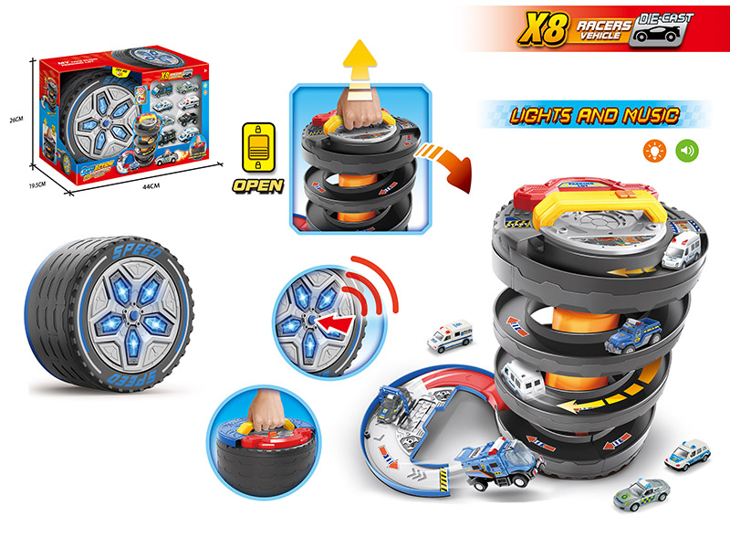 Police Theme Deformation Tyre Track Parking Lot