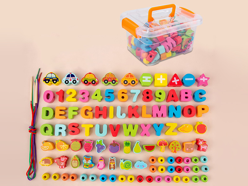 Wooden alphanumeric Number Beaded (100pcs)