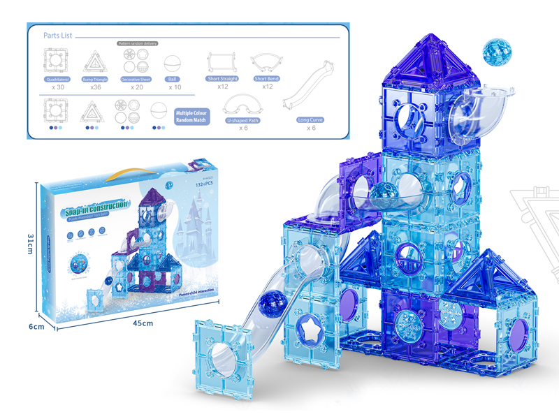 132+Pcs Ice And Snow Castle Puzzle Track Ball Building Blocks
