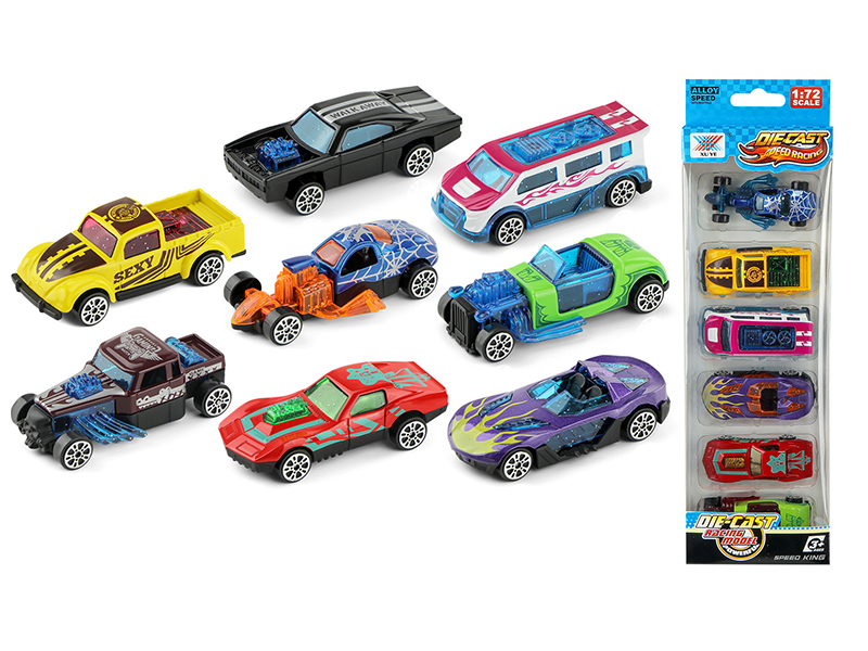 6Pcs 1:72 Alloy Slide Car