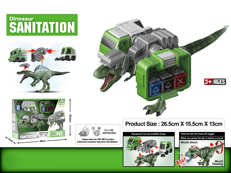 Tyrannosaurus Rex Garbage Truck Garbage Station Assembly And Disassembly Model