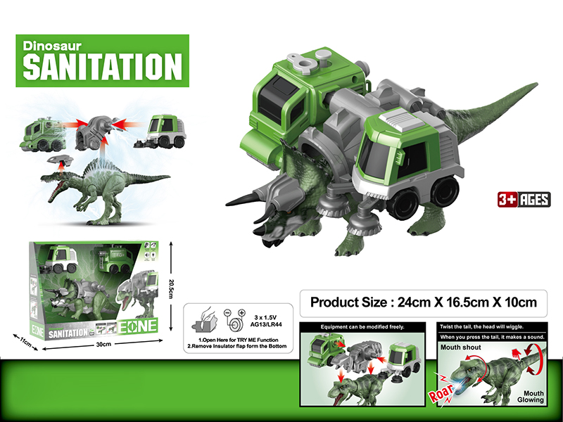 Triceratops Sanitation Team Sprinkler Sweeper Assembly And Disassembly Model