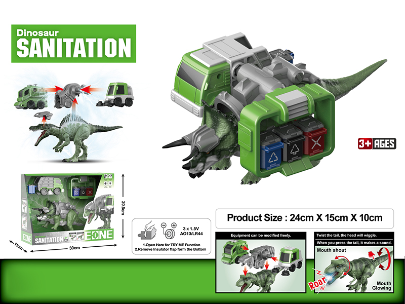Triceratops Garbage Truck Garbage Station Assembly And Disassembly Model