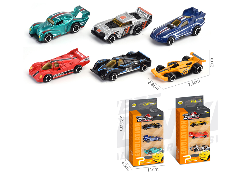 3Pcs Alloy Slide Racing Car