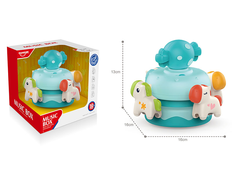 Wind Up Music Box Carousel(Blue)