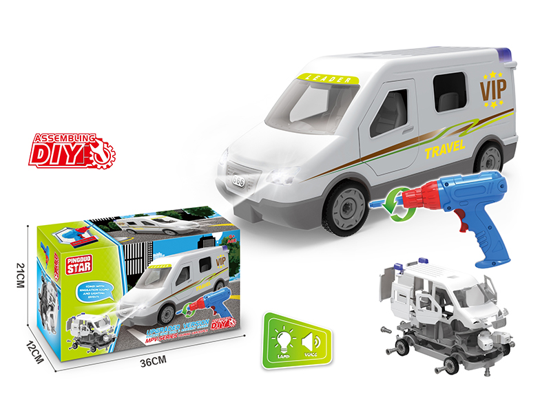 B/O Assemblable Slide Touring Car With Light And Music