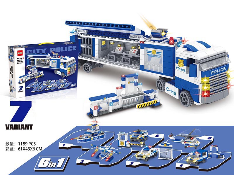 6 In 1 City Police Small Particles Building Blocks 1189pcs