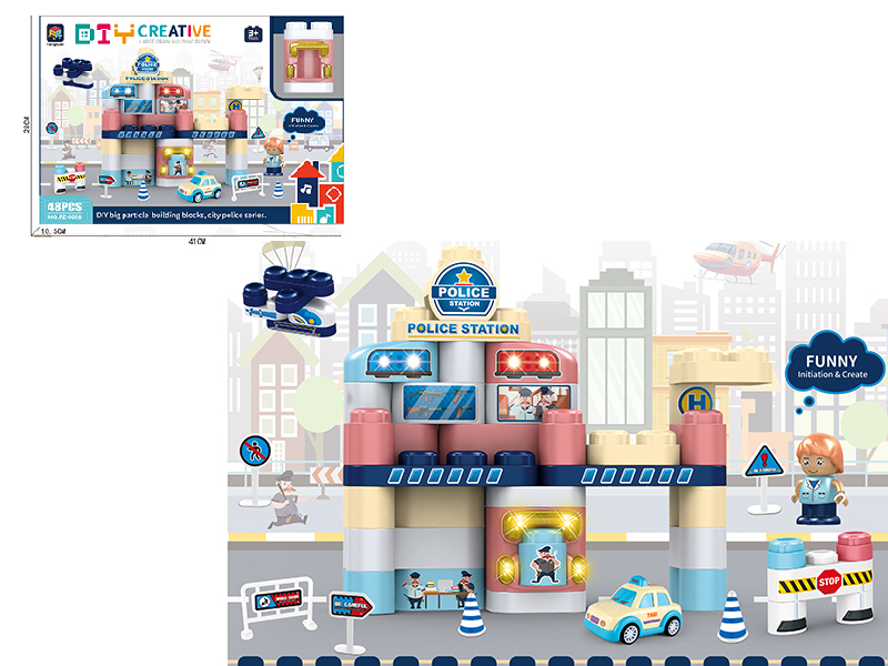 DIY Creative Large Particle Building Blocks Police Station Series 48pcs