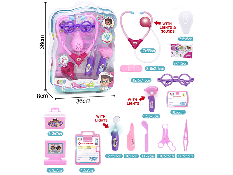 Pink Children's Doctor Set 19pcs