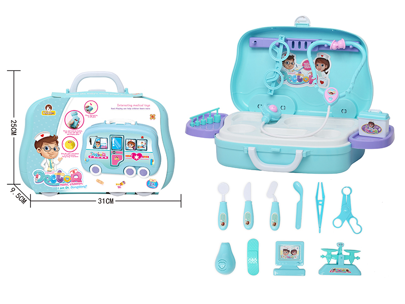 Blue Portable Medical Box Doctor Set