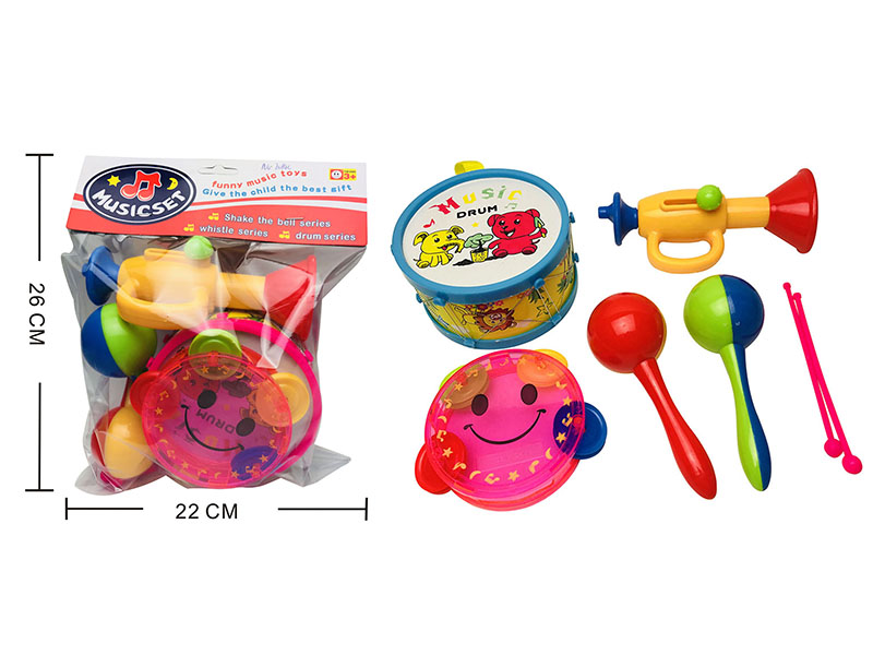 Cartoon Pattern Timbrel Musical Instrument Set 5pcs