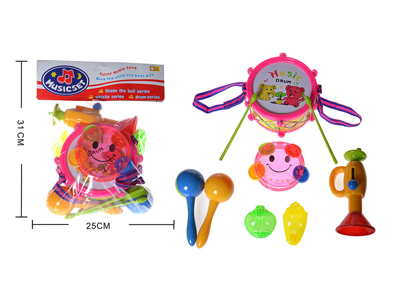 Cartoon Pattern Timbrel Musical Instrument Set 7pcs