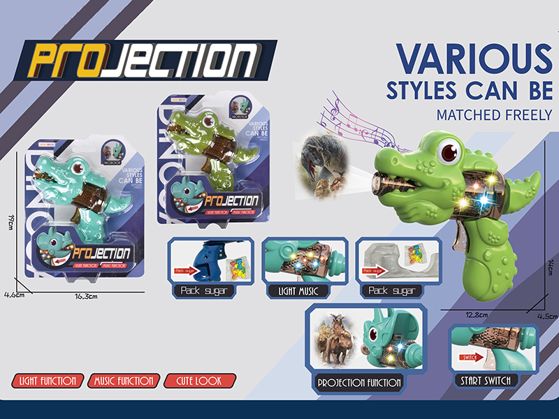 Cartoon Crocodile Gun With Light And Sound,Projection
