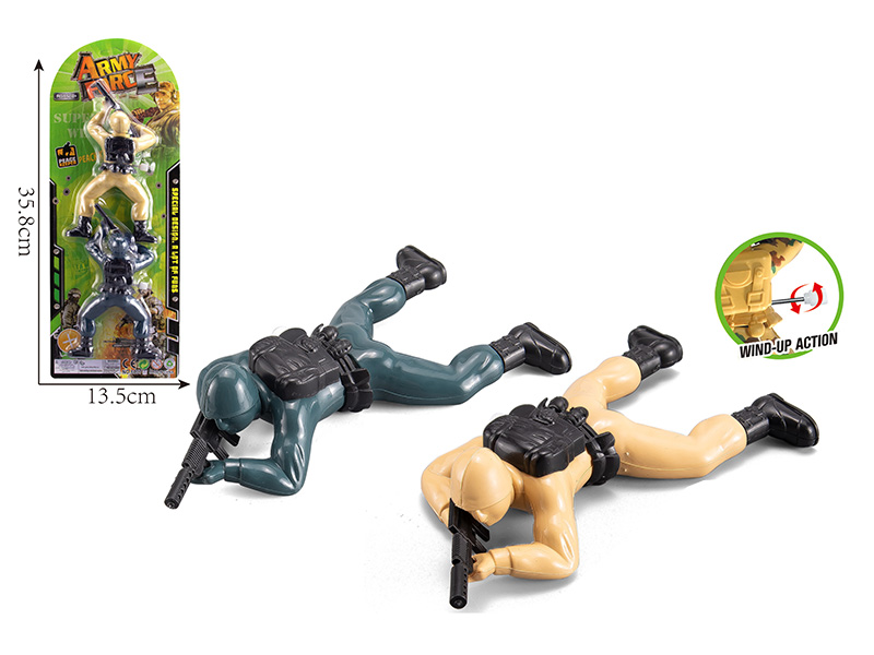2pcs Solid Color Wind-Up Crawling Soldier