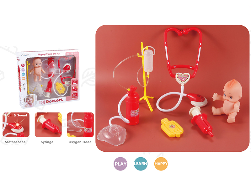 Doctor Set +6pcs - Stethoscope With Light & Sound
