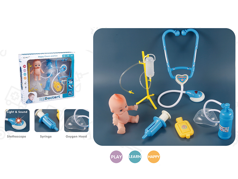 Doctor Set +6pcs - Stethoscope With Light & Sound